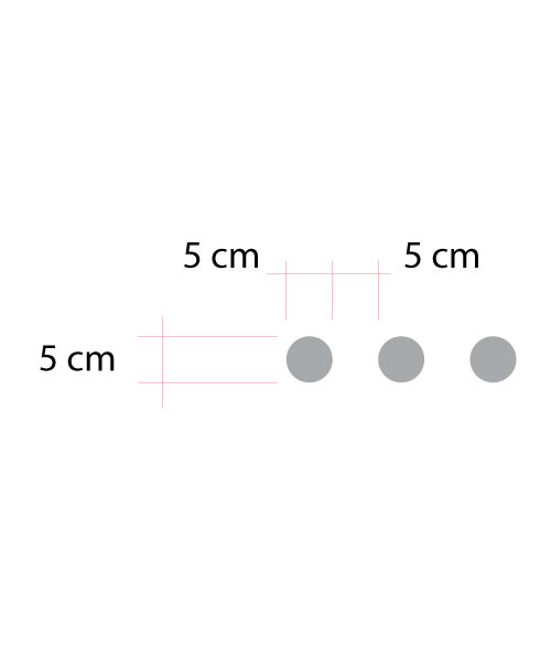 Durchlaufschutz. Freistehende Kreise. Durchmesser 50 mm, 50 mm Abstand