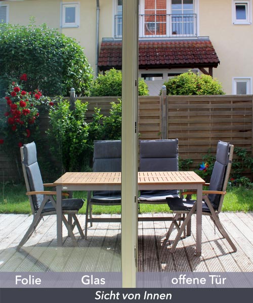 Sonnenschutzfolie leicht, spiegelnd, Außenanwendung