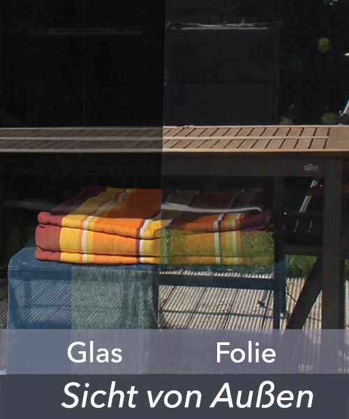 Sonnenschutzfolie mittel, spiegelnd, Außenanwendung