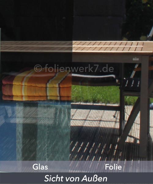 Sonnenschutzfolie stark, spiegelnd, Außenanwendung